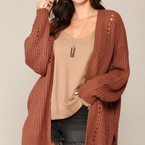 GiGiO solid slouchy knit sweater cardigan with side pockets and slits